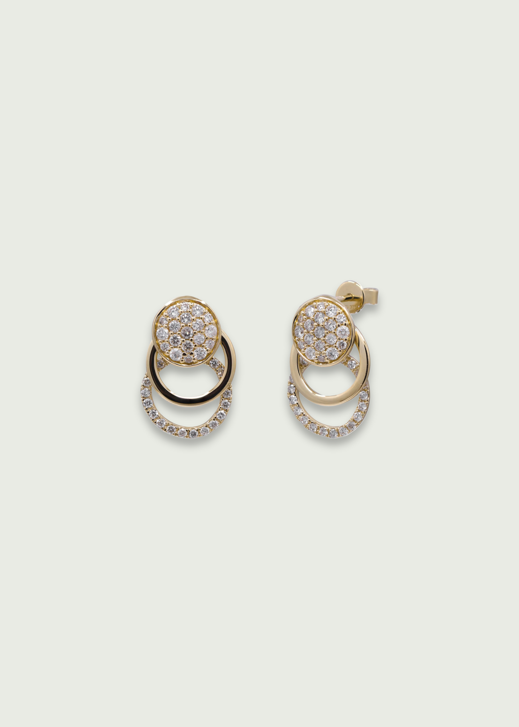 Diamond Interlocking Circle Drop Earrings