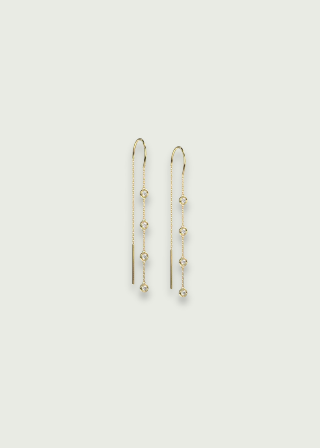 Diamond Dangle Earrings in 14k Gold Threader Design