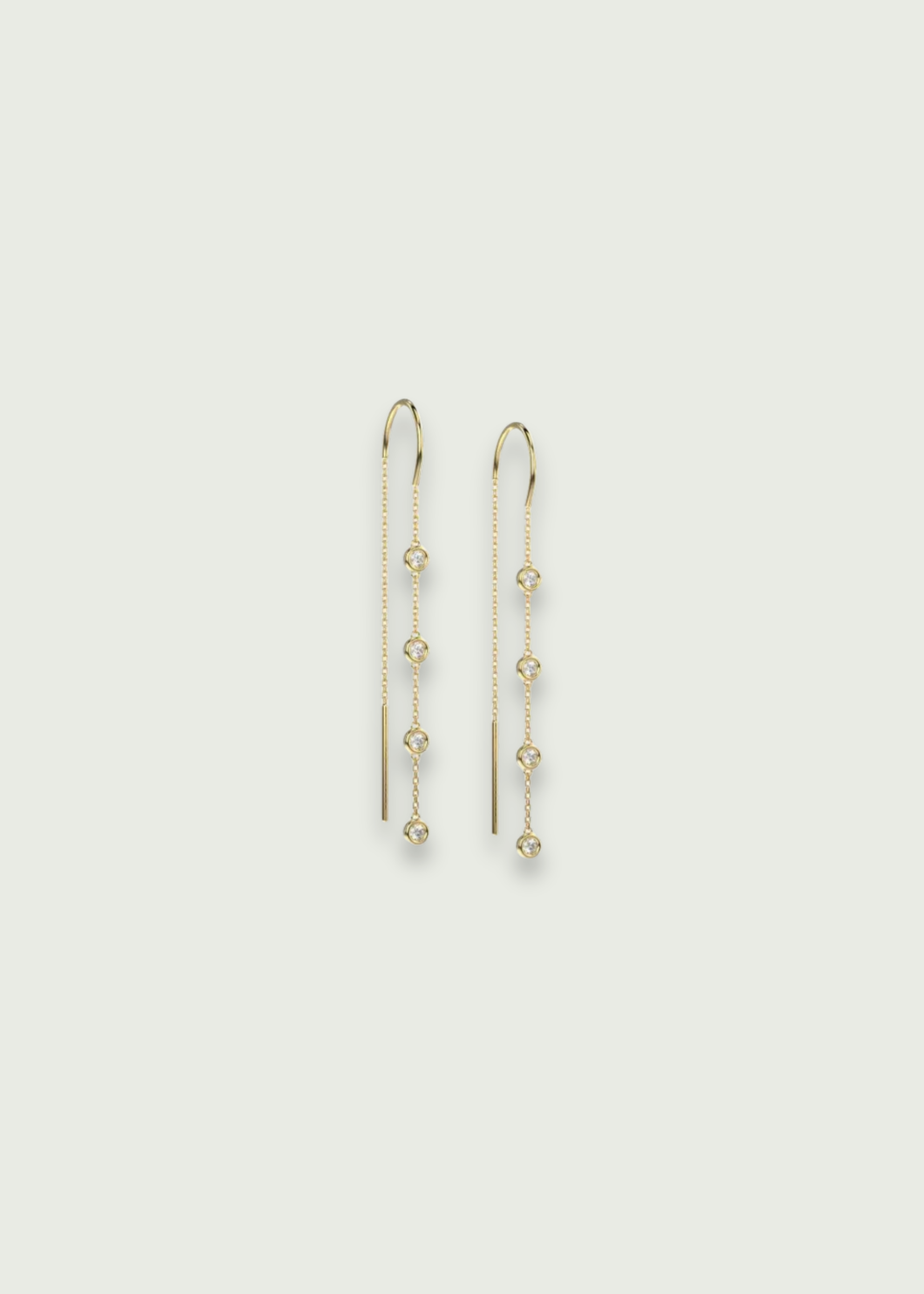 Diamond Dangle Earrings in 14k Gold Threader Design