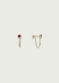 Ruby Diamond Earrings with Chain Drop Detail