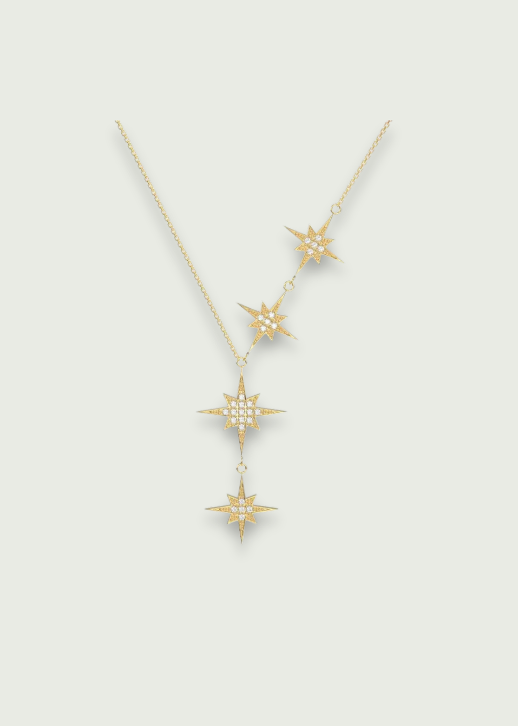 14k Gold North Star Diamond Lariat Necklace