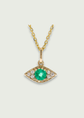 Emerald Evil Eye Pendant with Diamond Accents