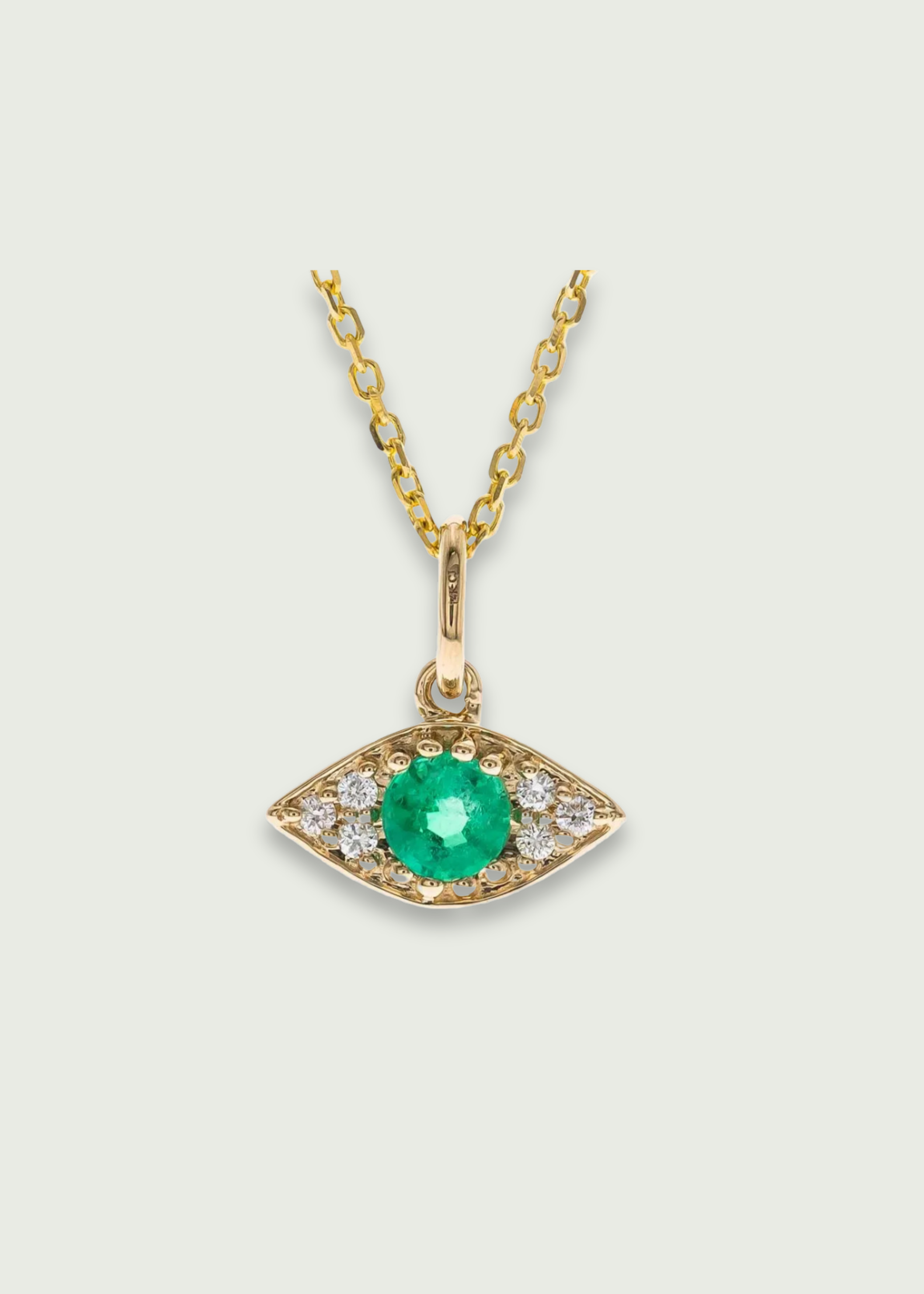 Emerald Evil Eye Pendant with Diamond Accents