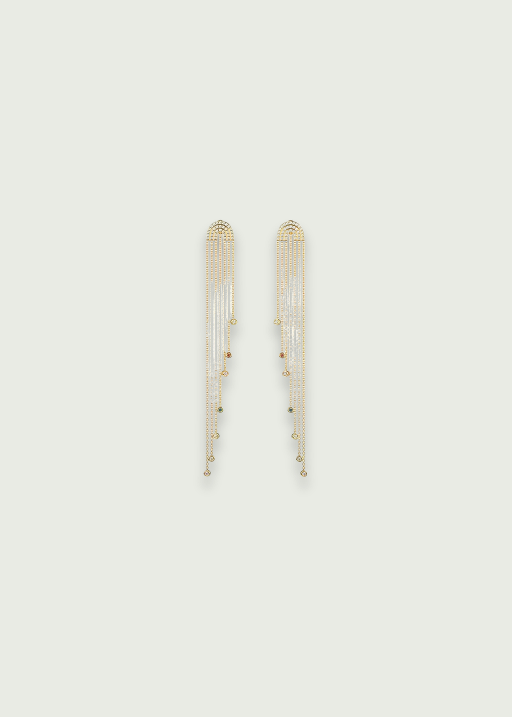 Rainbow Sapphire and Diamond Cascade Earrings