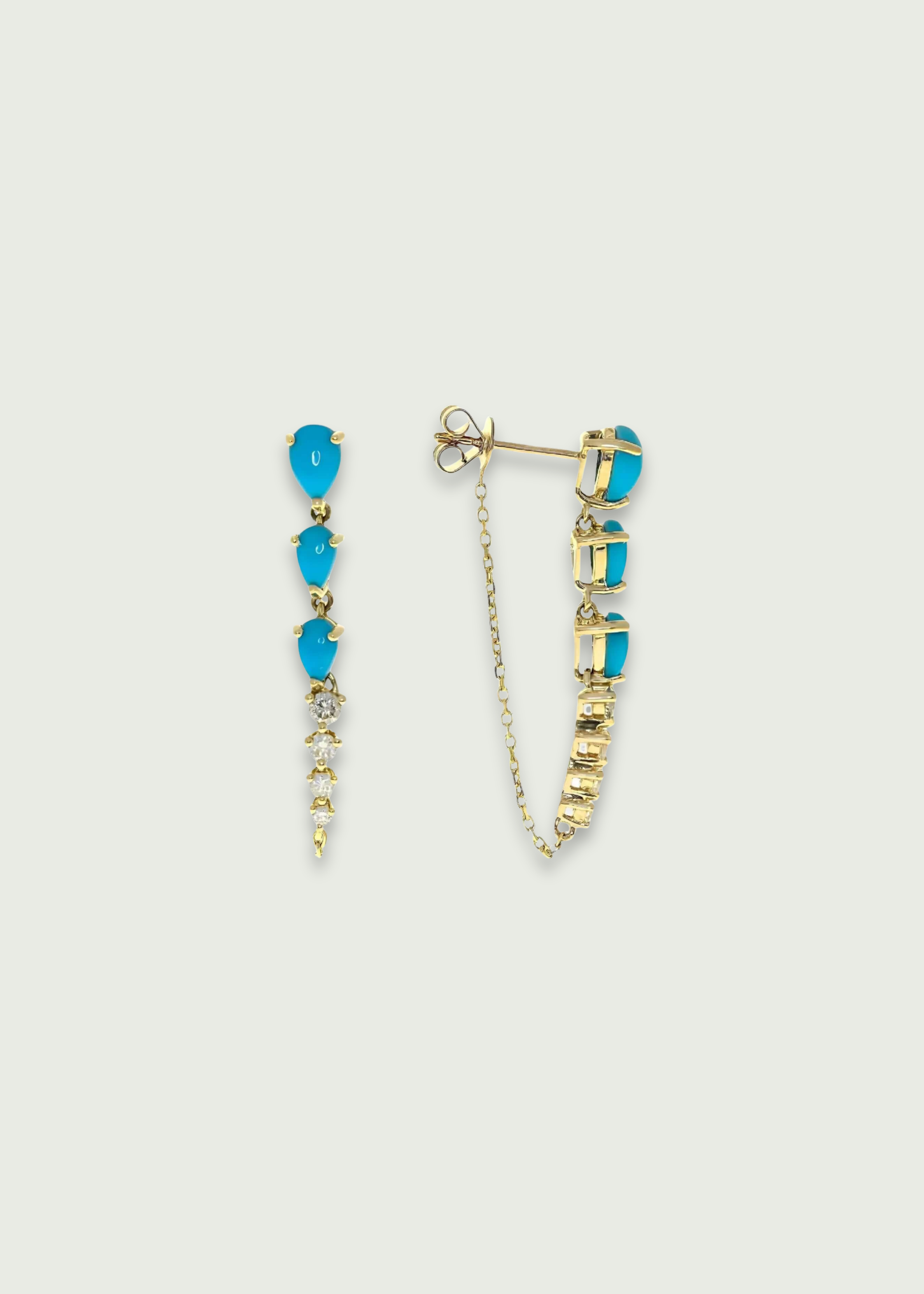 Natural Turquoise Diamond Stackable Earrings
