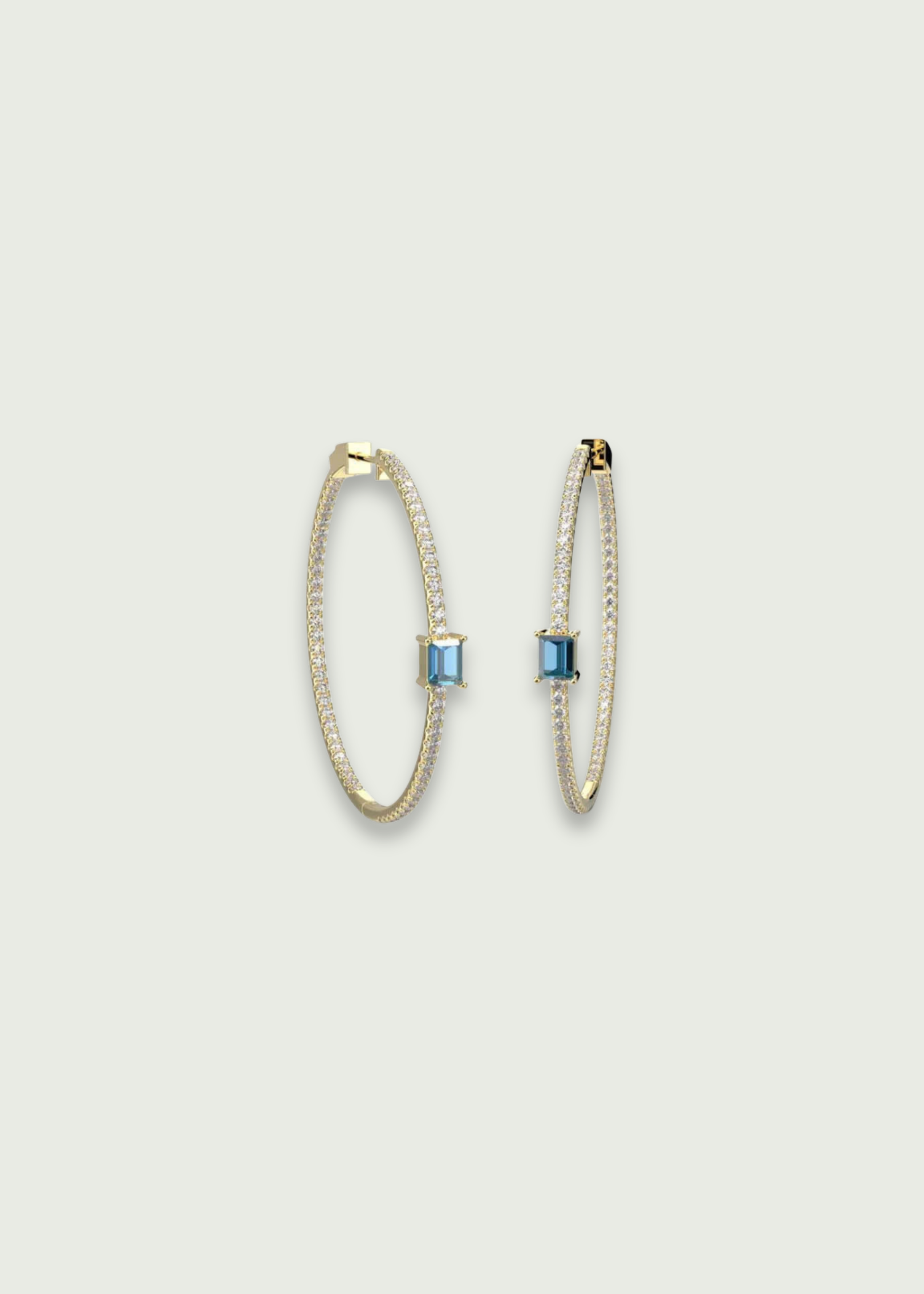 Sophisticated Blue Topaz and Diamond Hoop Earrings