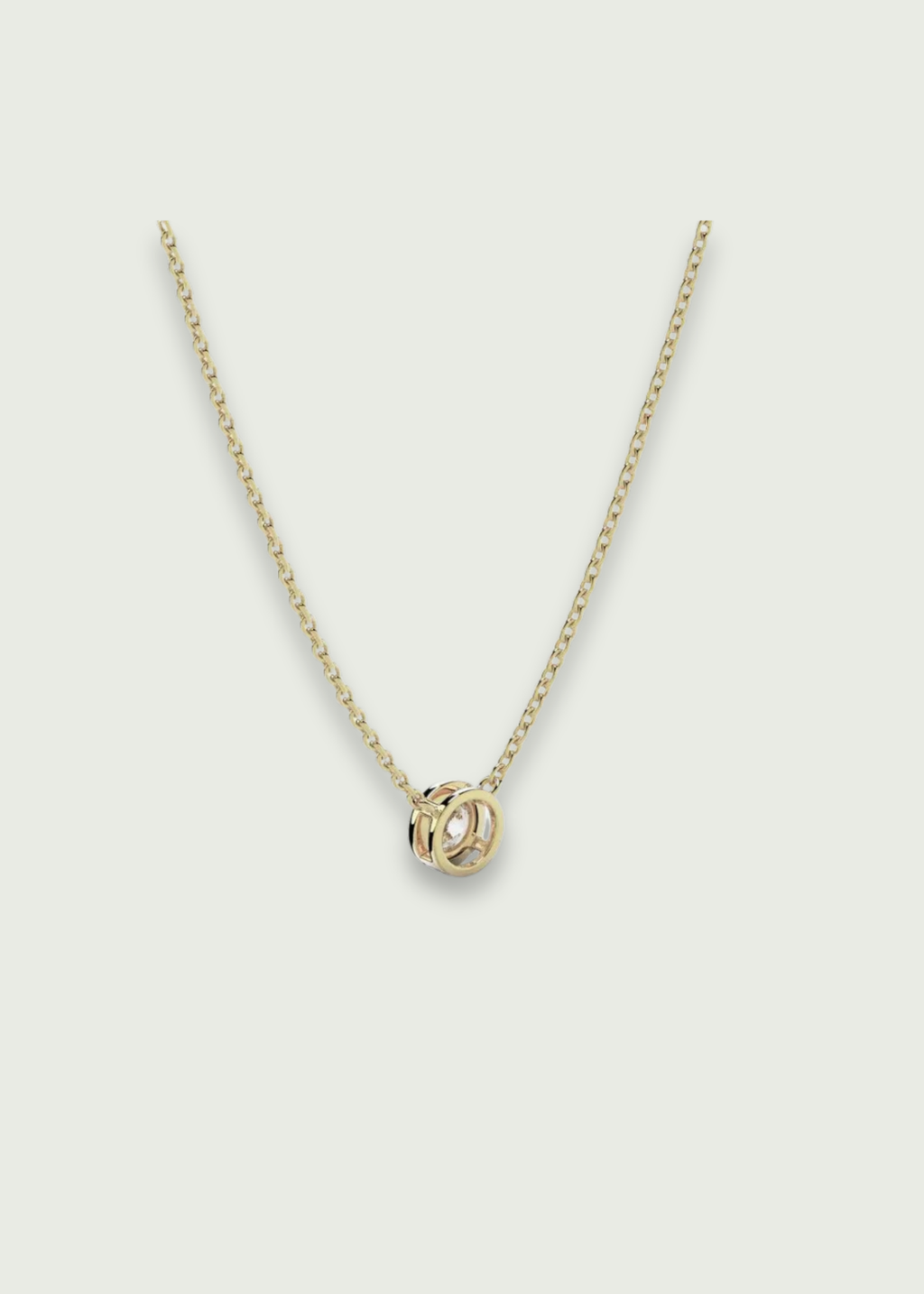18k Gold Bezel Set Solitaire Diamond Necklace