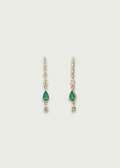Natural Emerald & Diamond Drop Stackable Earrings