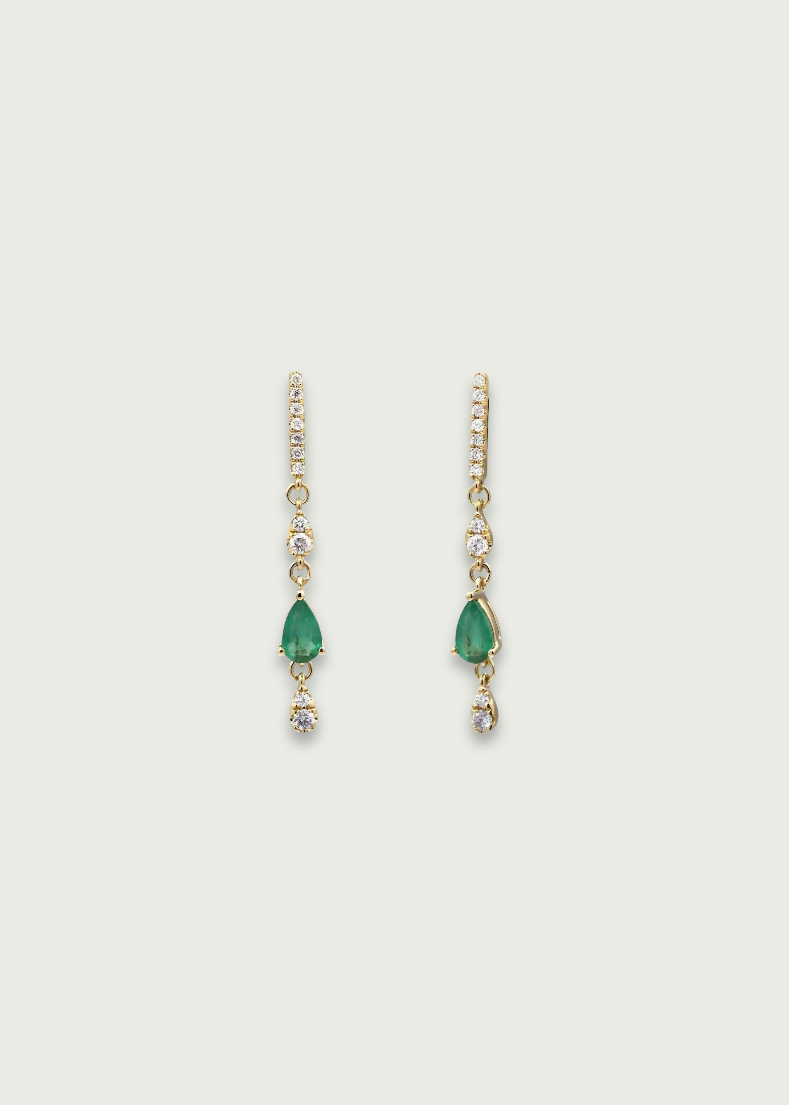 Natural Emerald & Diamond Drop Stackable Earrings