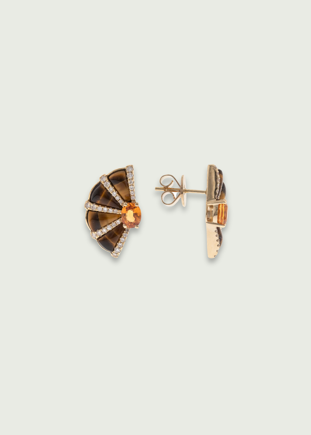 Mandarin Garnet Tiger Eye Earrings