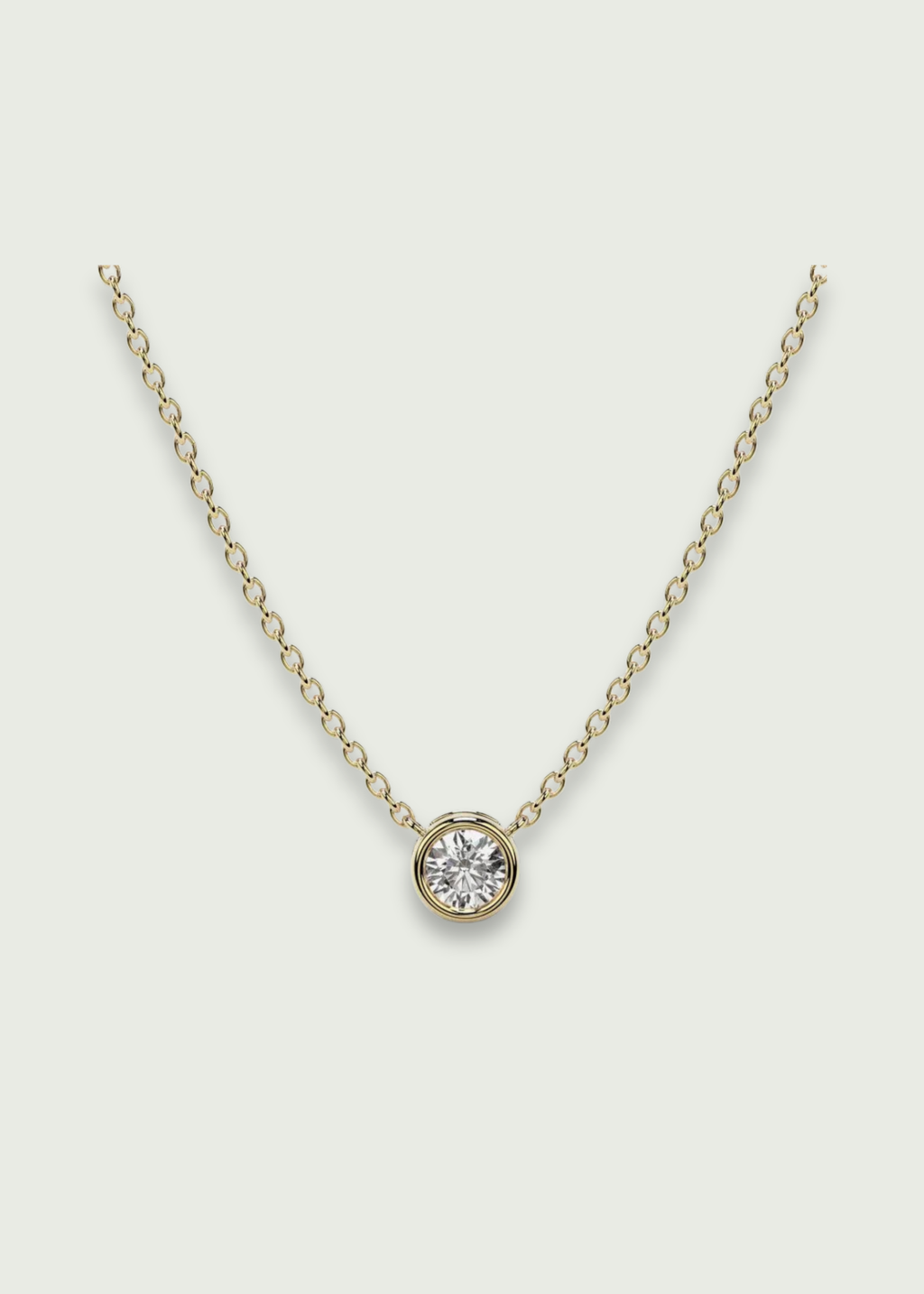 18k Gold Bezel Set Solitaire Diamond Necklace