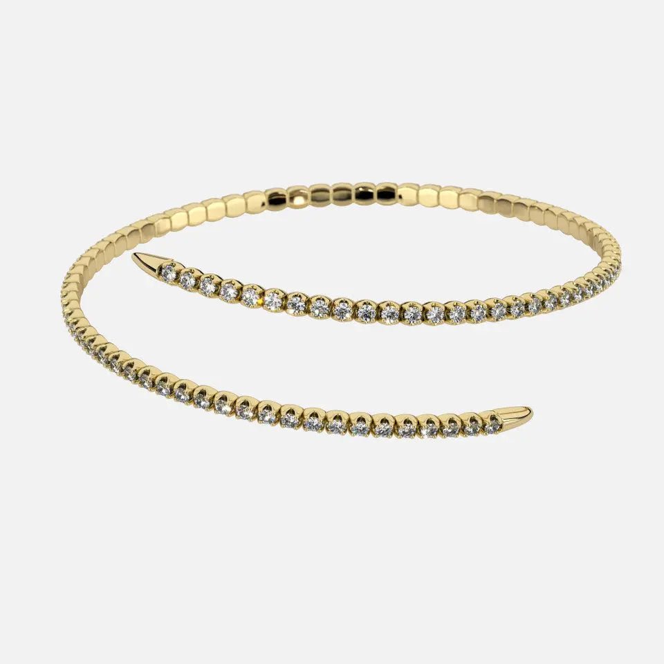 2 Row Pave Diamond Spiral Bracelet - Koru Jewelers