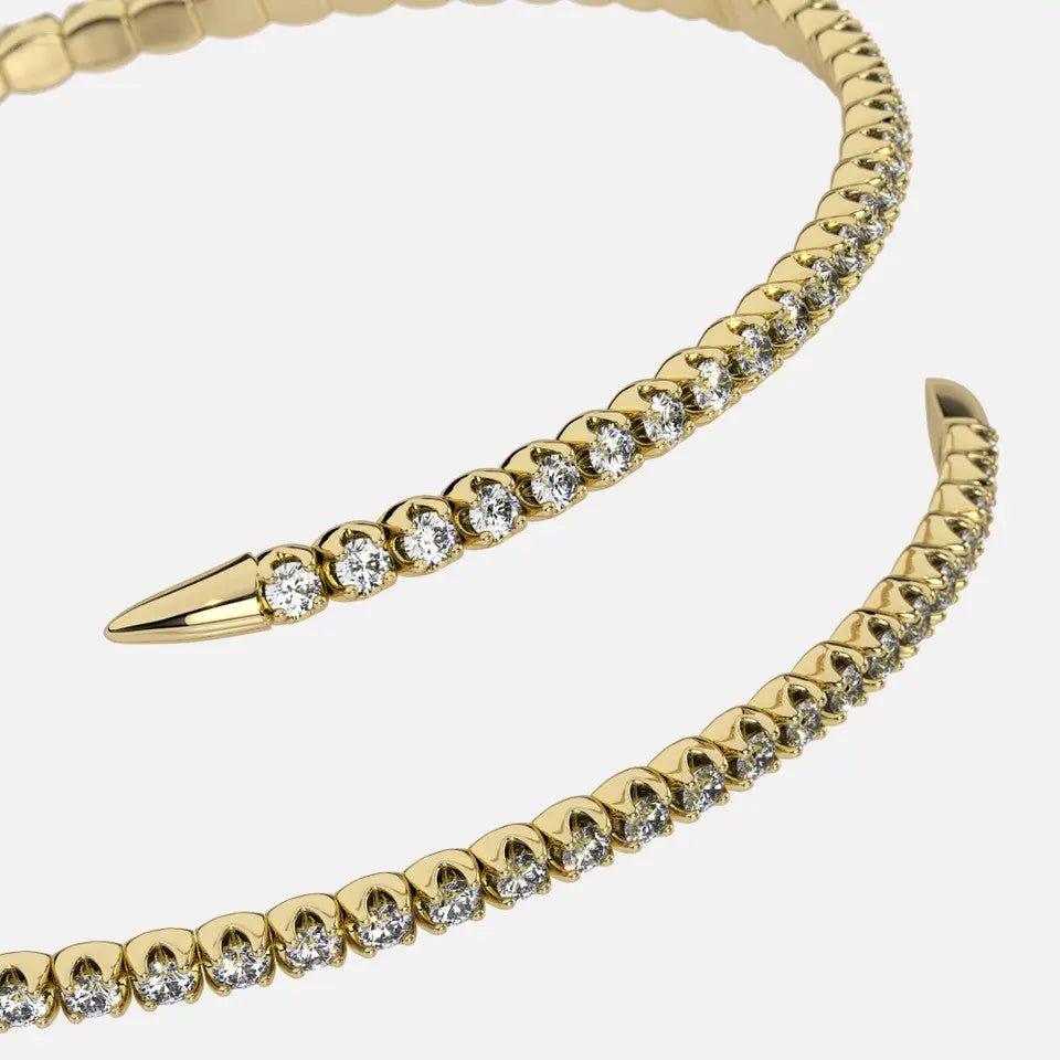2 Row Pave Diamond Spiral Bracelet - Koru Jewelers