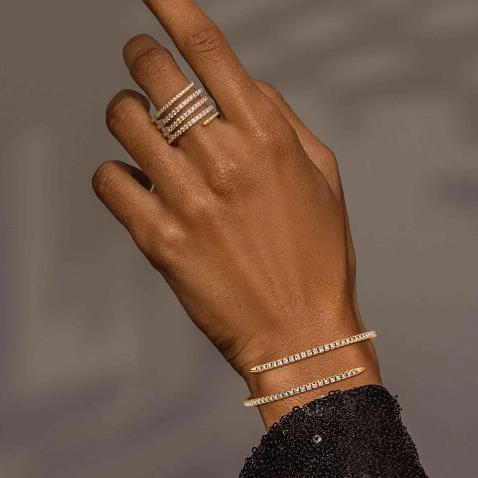 2 Row Pave Diamond Spiral Bracelet - Koru Jewelers