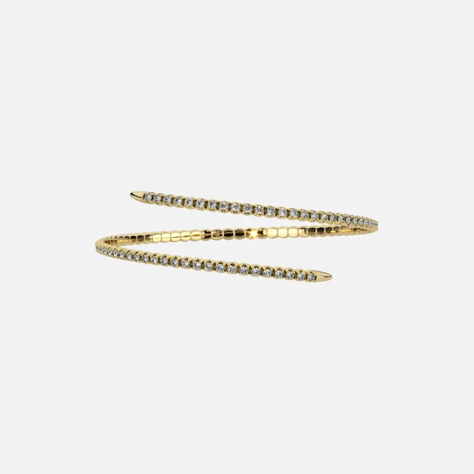 2 Row Pave Diamond Spiral Bracelet - Koru Jewelers