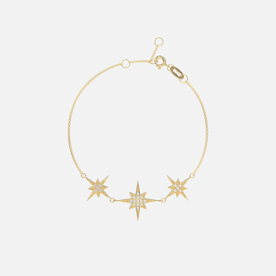 14k Gold North Star Diamond Chain Bracelet