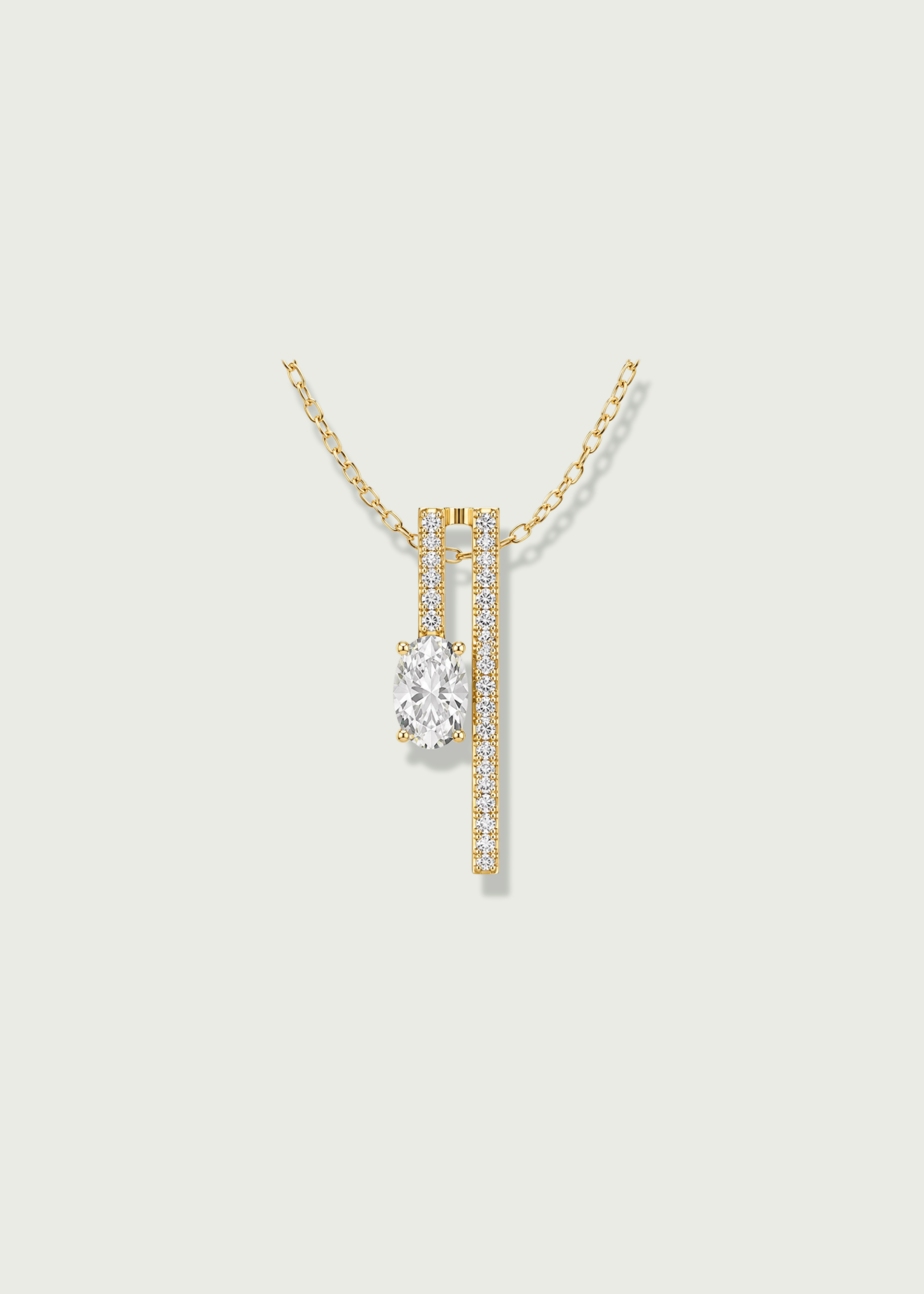 Oval & Side Round Pave Fashion Pendant