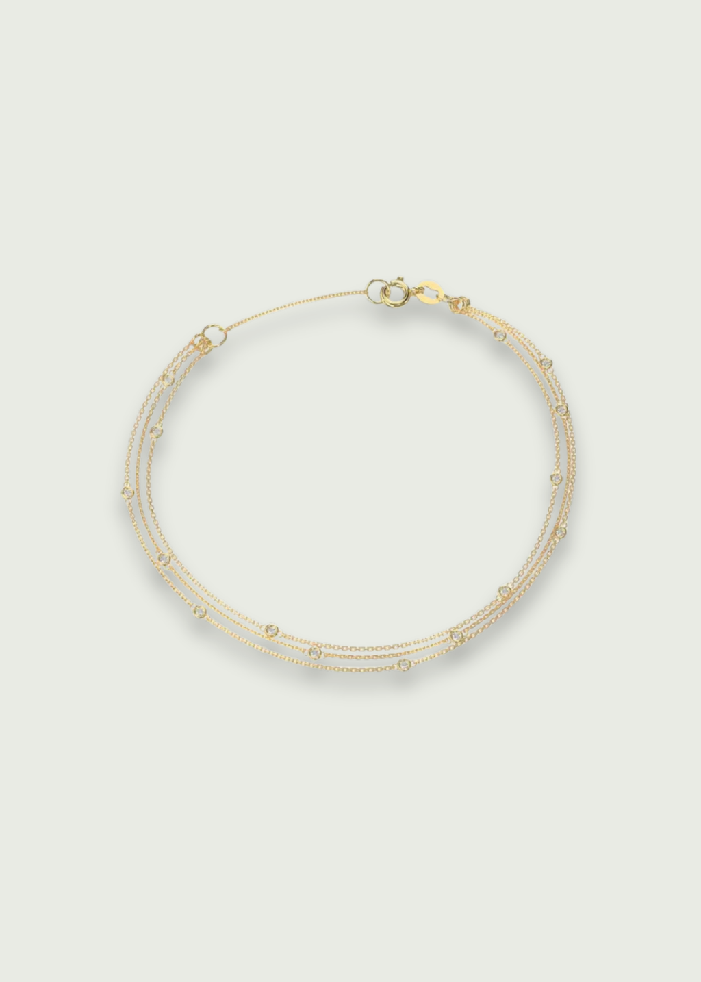 14k Gold Diamond Triple Chain Bracelet