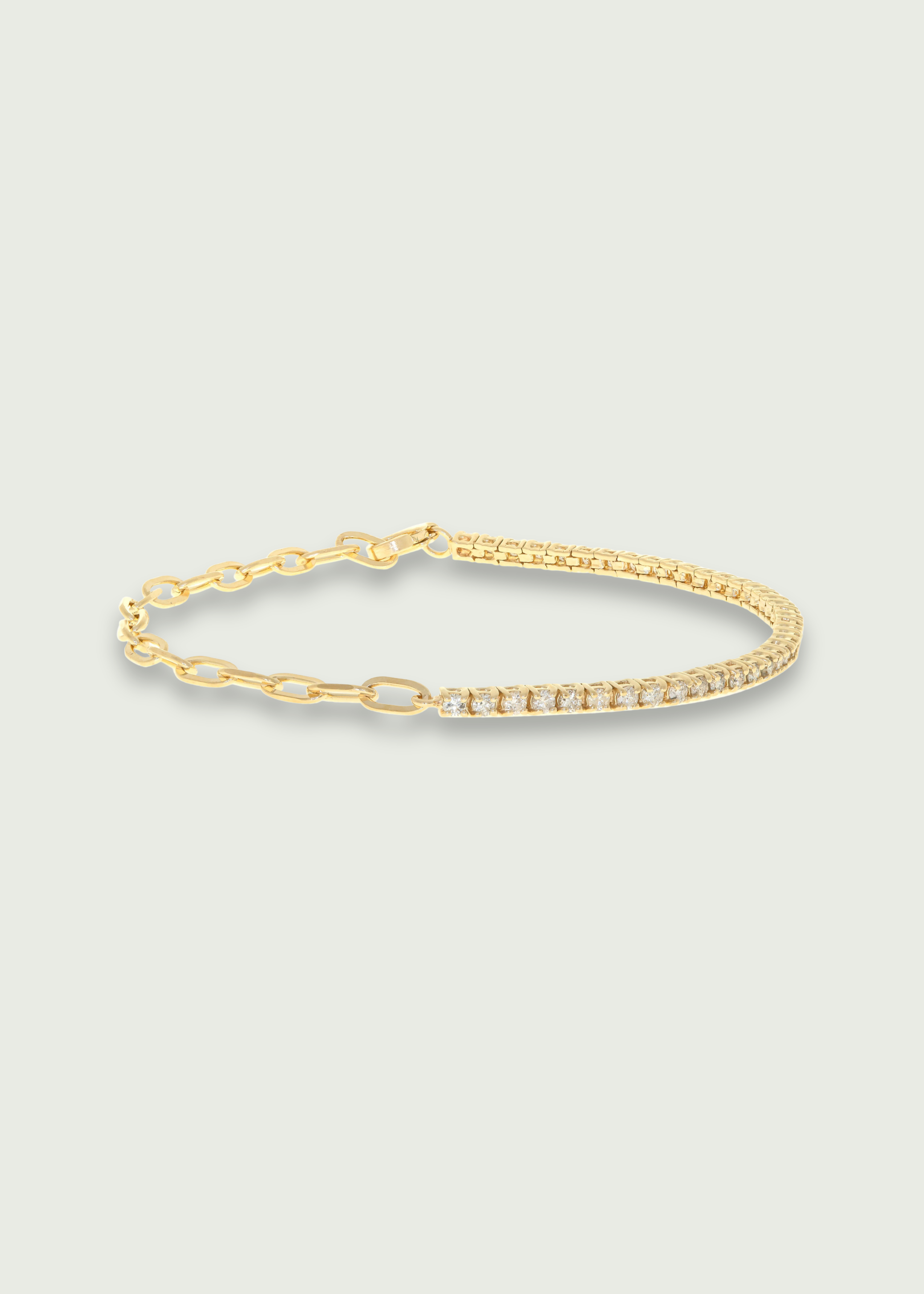 14K Yellow Gold Diamond Half Tennis Chain Bracelet