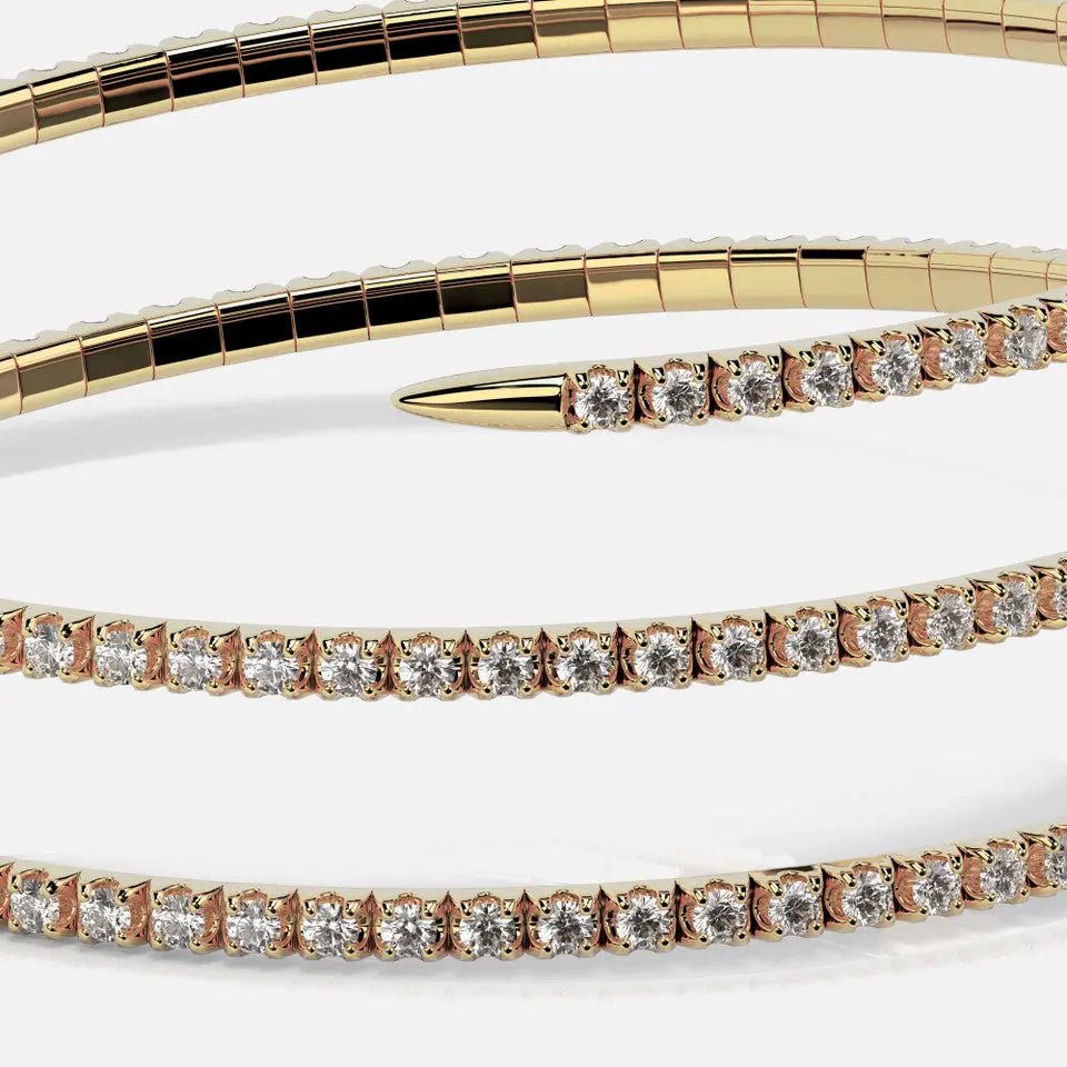 3 Row Pave Diamond Spiral Bracelet - Koru Jewelers