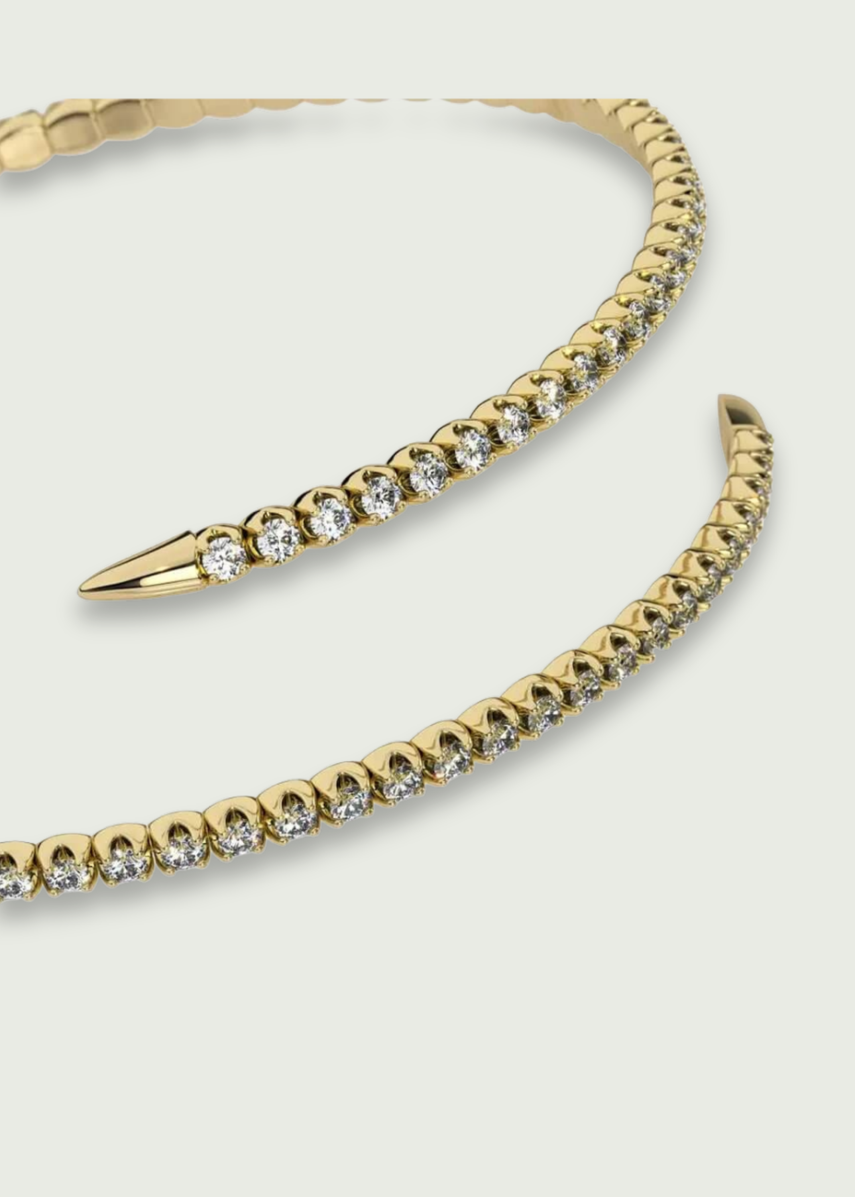 2 Row Pave Diamond Spiral Bracelet