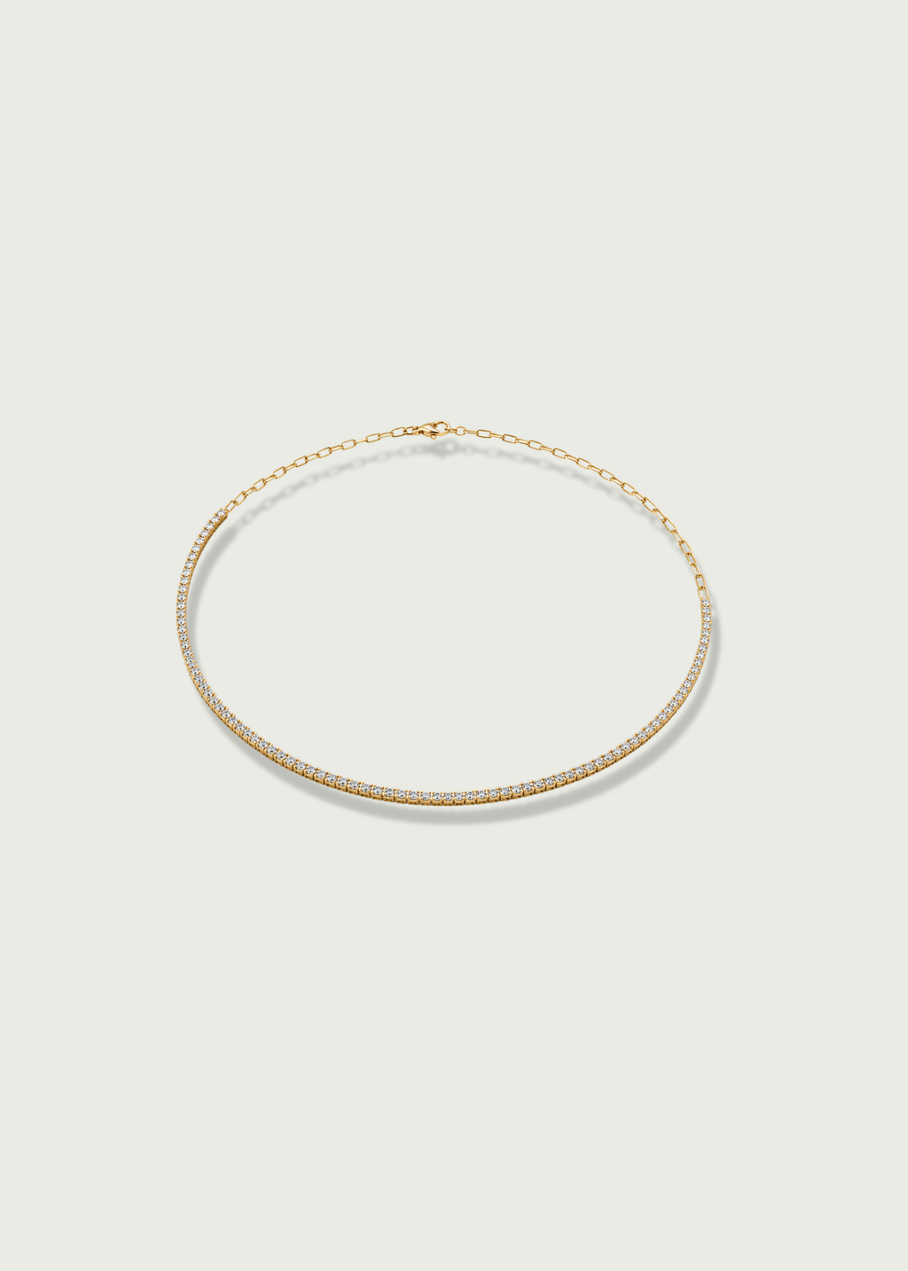 Lab Grown Round Half Paperclip Necklace