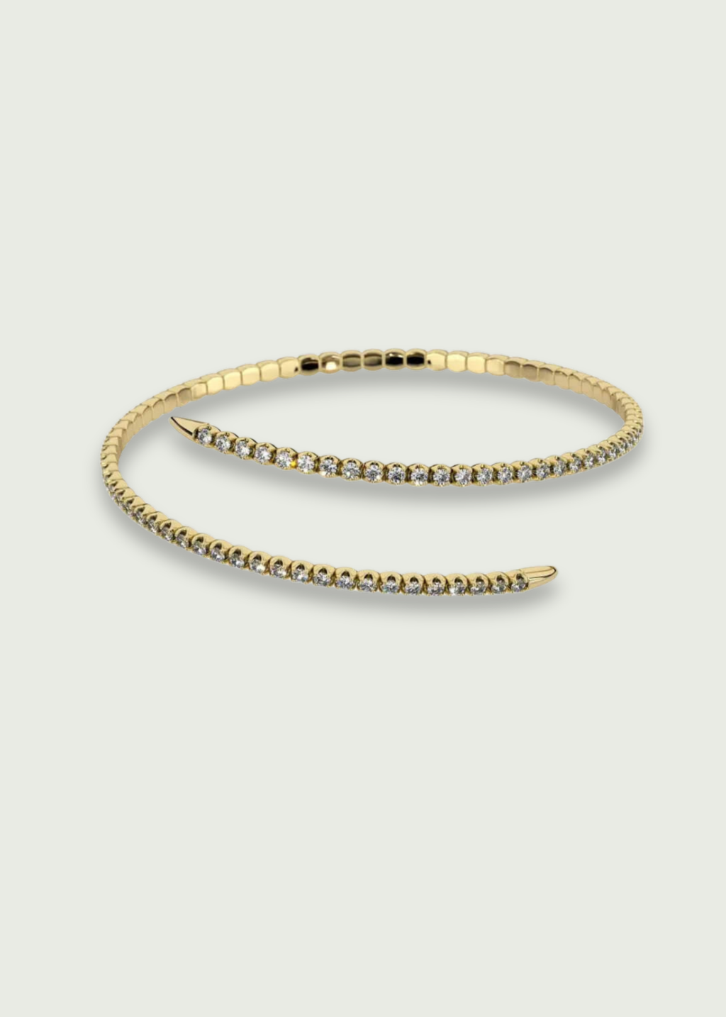 2 Row Pave Diamond Spiral Bracelet