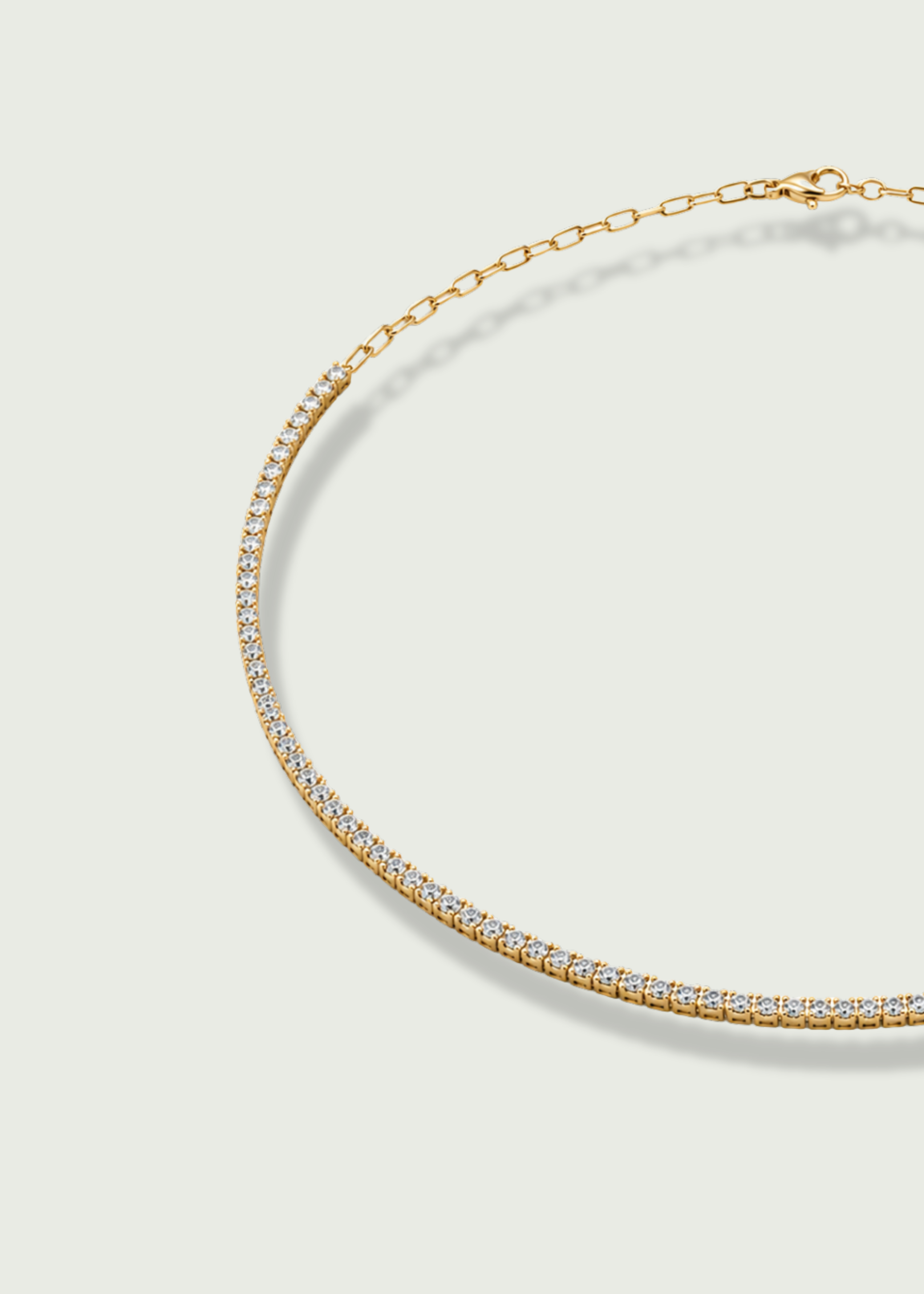 Lab Grown Round Half Paperclip Necklace