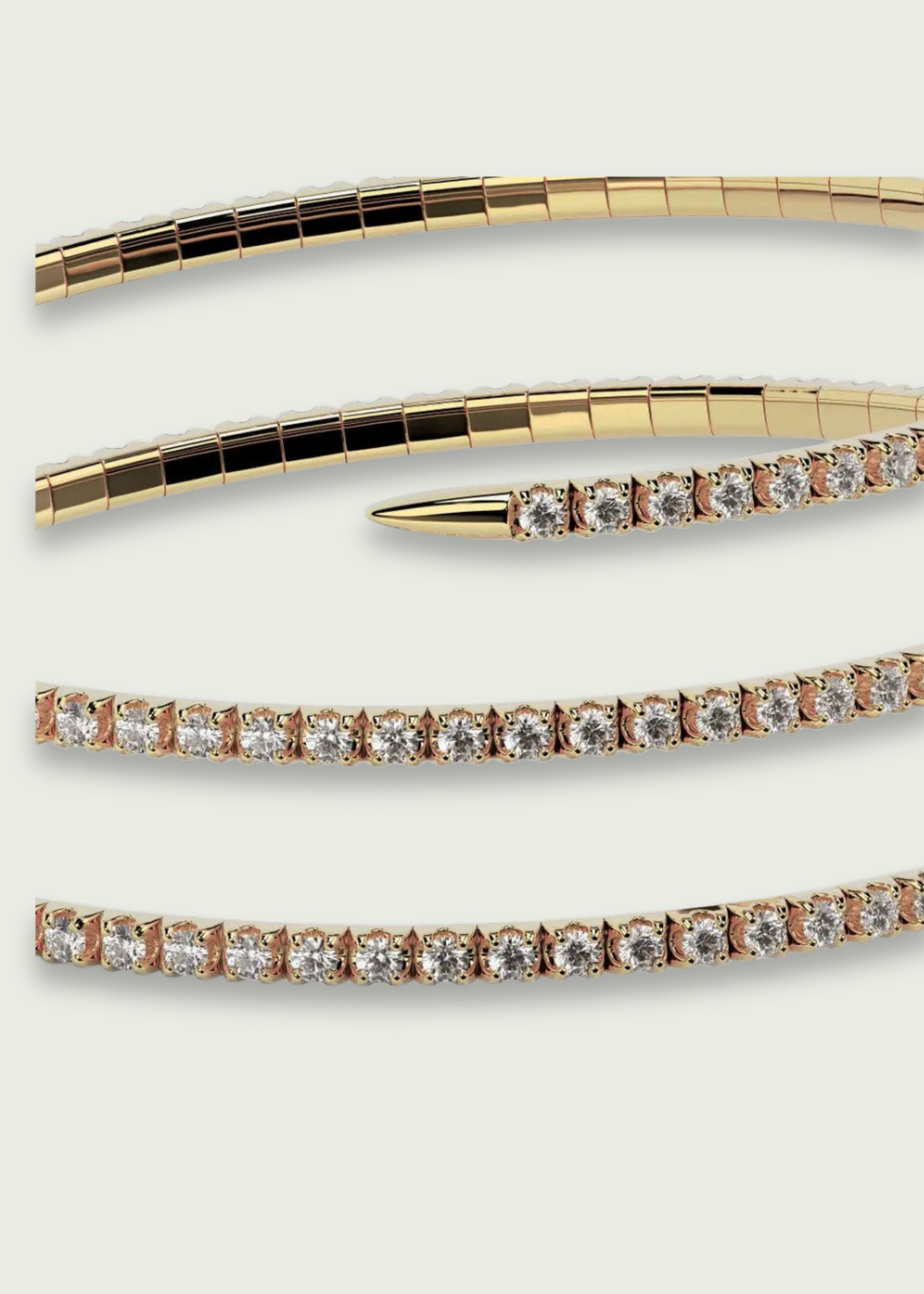 3 Row Pave Diamond Spiral Bracelet