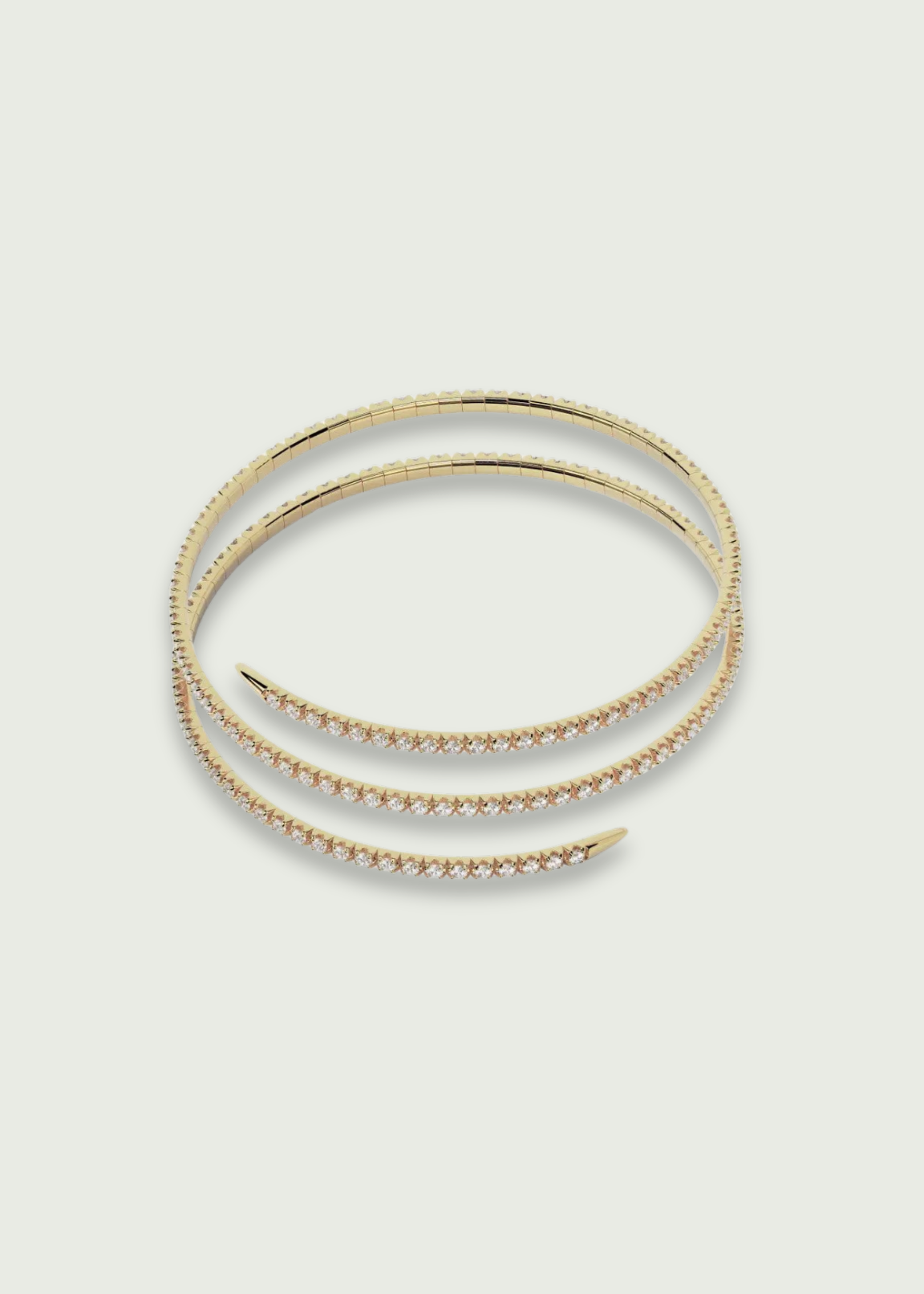 3 Row Pave Diamond Spiral Bracelet