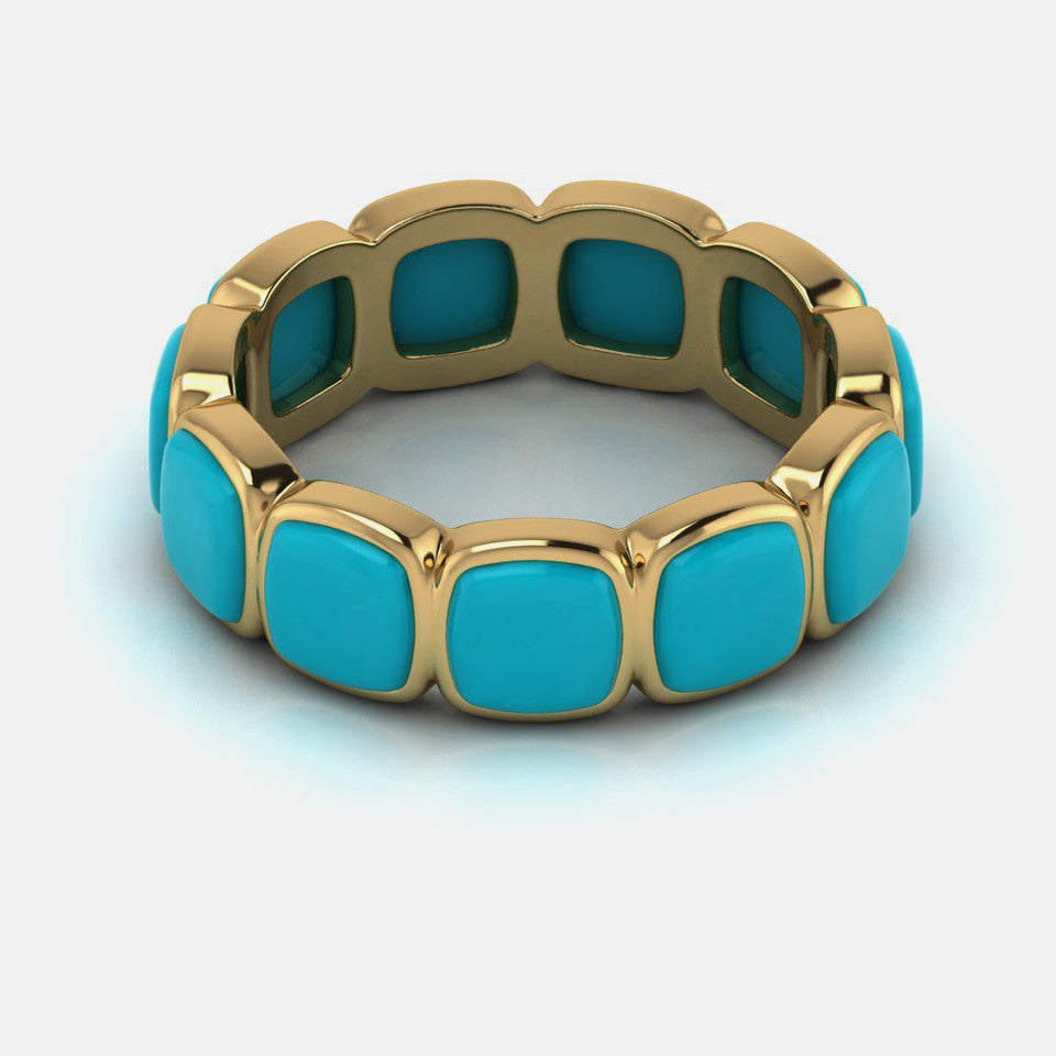 Turquoise Cushion Eternity Band