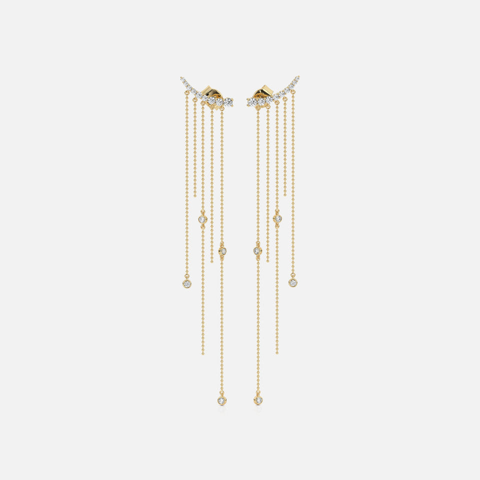 18k Gold Diamond Drop Ear Climbers