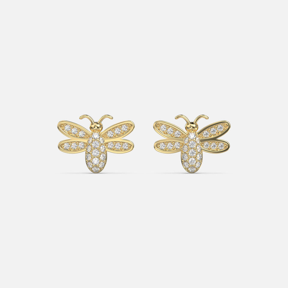 Diamond Queen Bee Stud Earrings