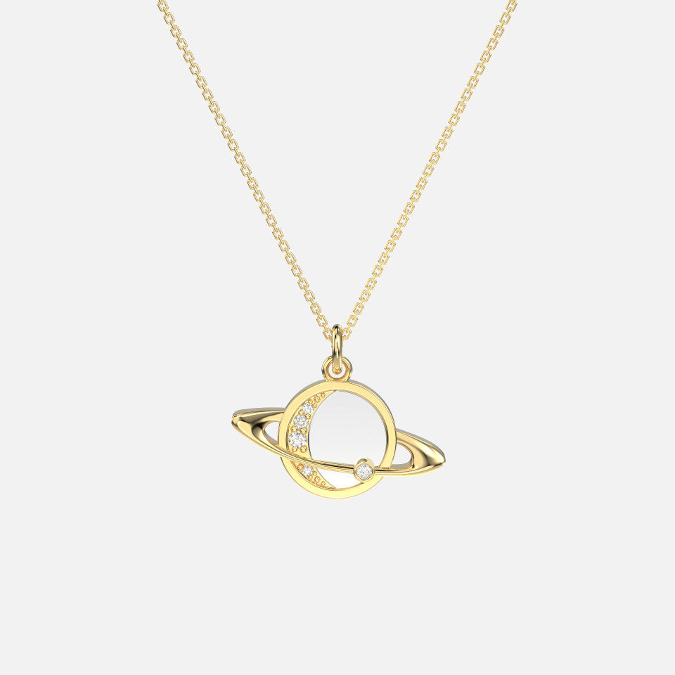 Diamond Saturn Necklace