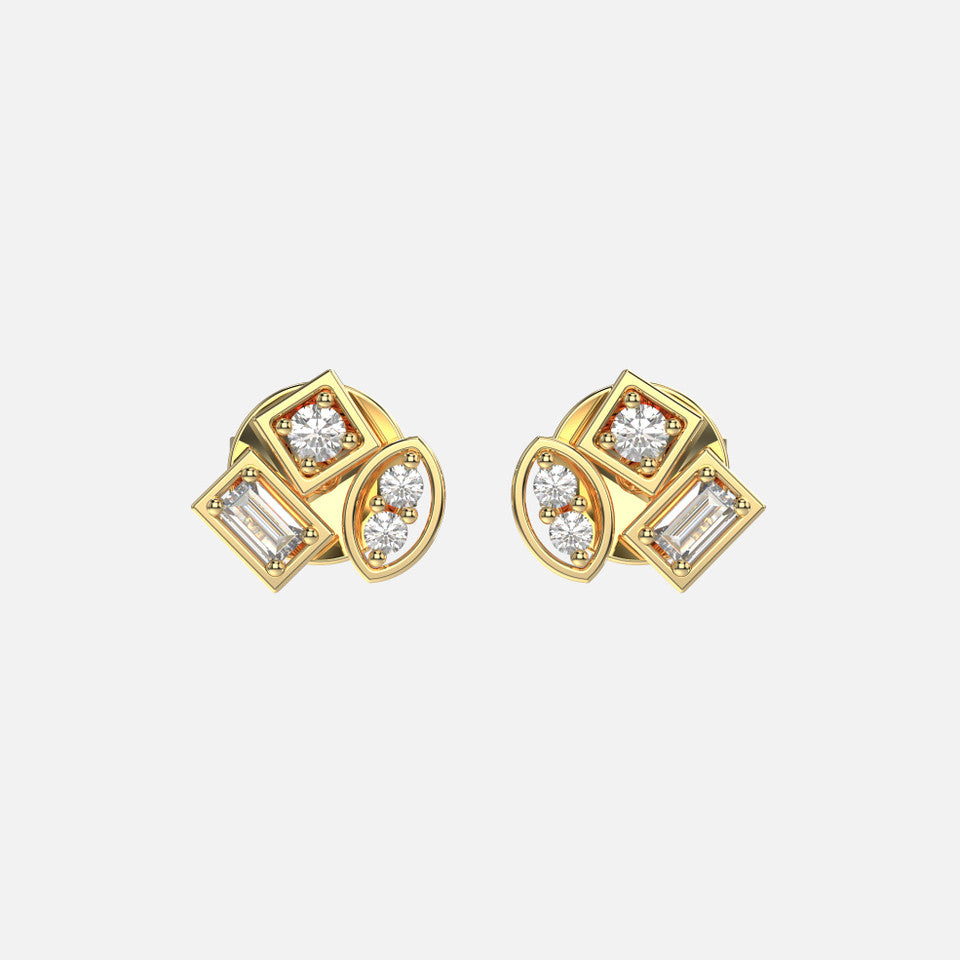 Diamond Geometric Stud Earrings