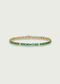 Natural Emerald Bezel Diamond Tennis Bracelet