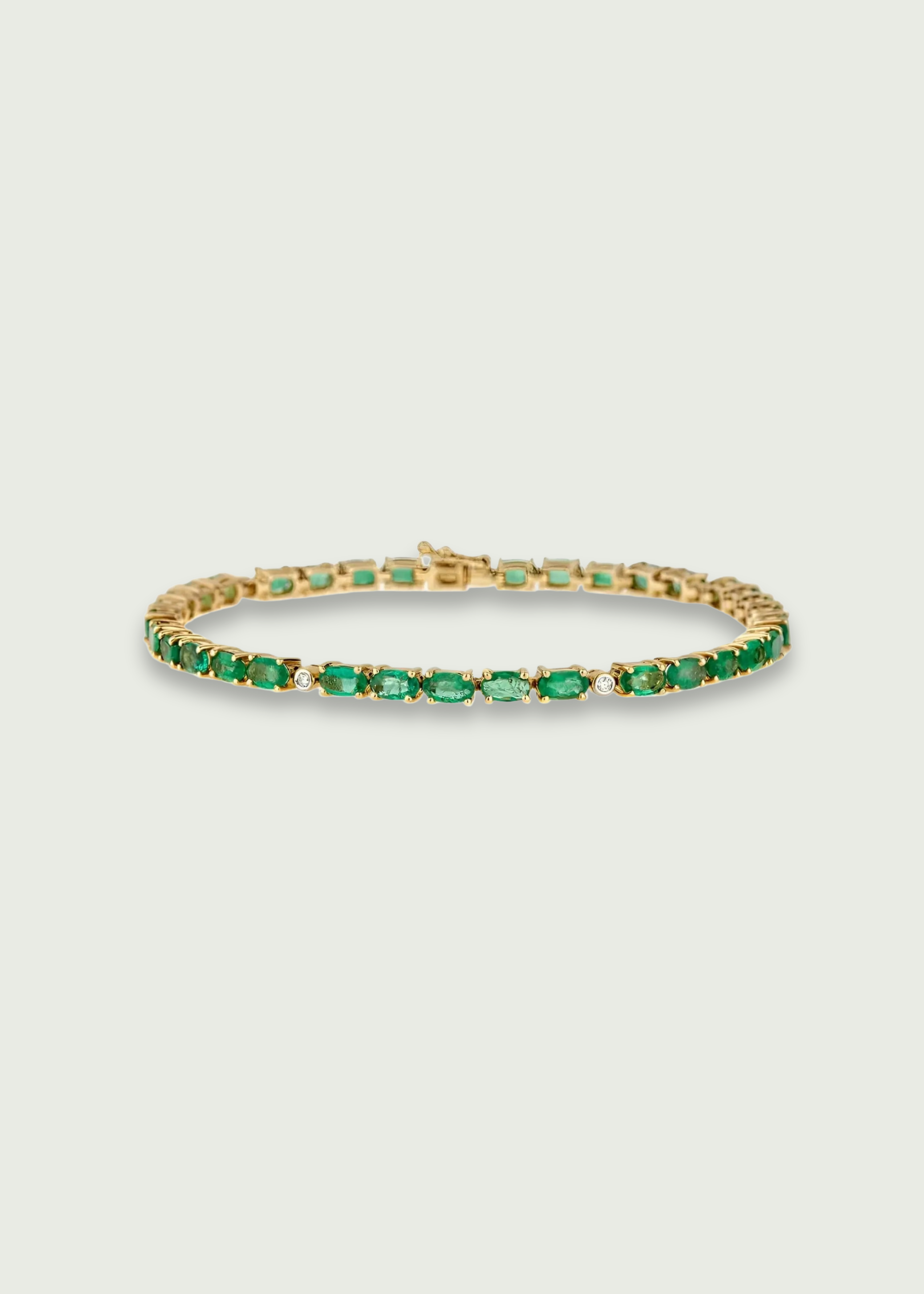 Natural Emerald Bezel Diamond Tennis Bracelet