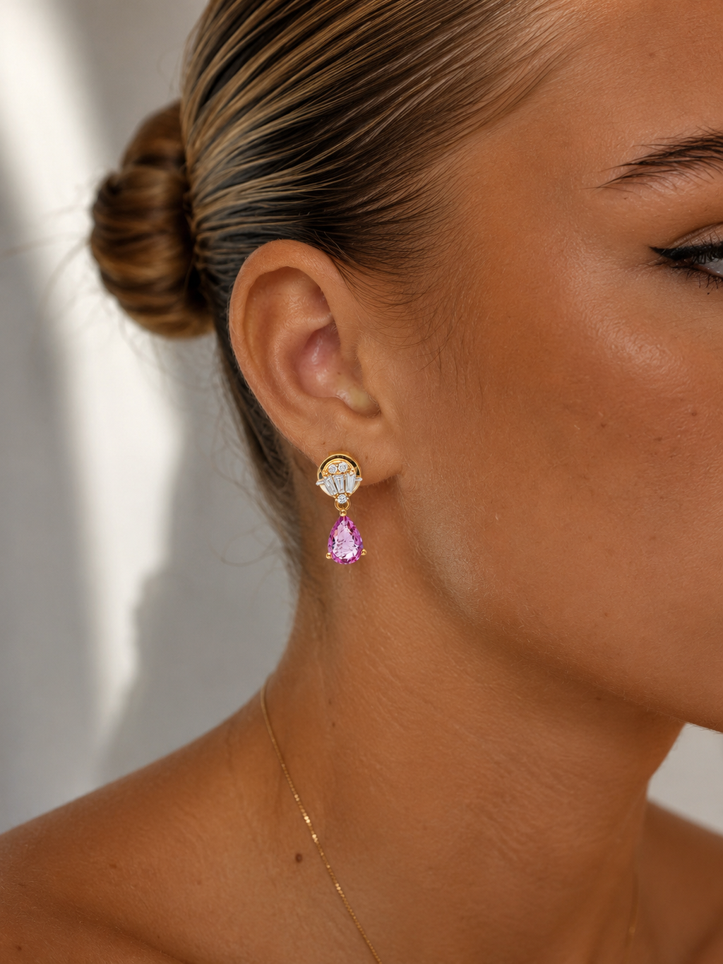 Pear Pink Sapphire & Diamond Earrings