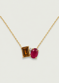 Citrine Necklace – 10K Yellow Gold with Ruby & Diamond