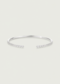 14K White Gold Round Diamond Open Bangle Bracelet