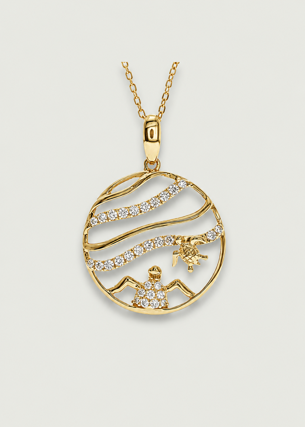 Diamond Sea Turtle Pendant Necklace