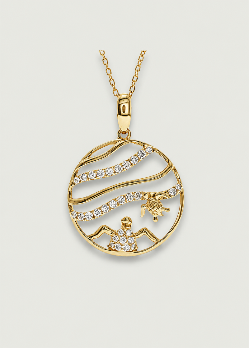 diamond turtle necklace in 14K gold