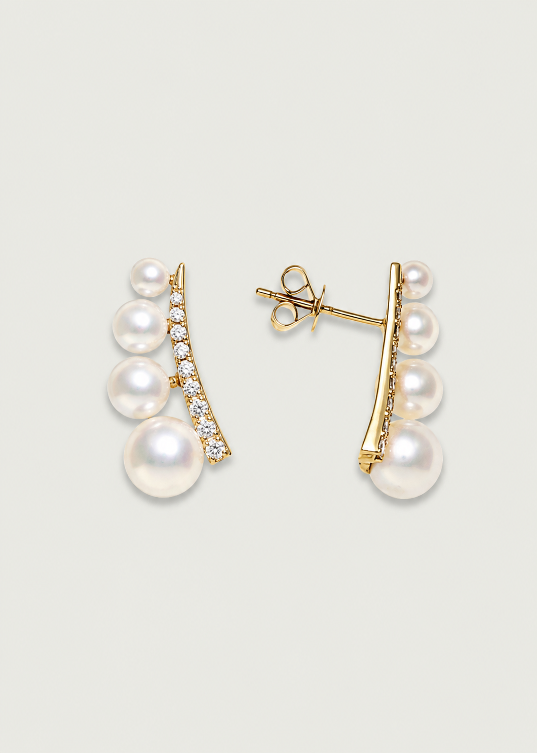 Classic Pearl and Diamond Climber Earrings