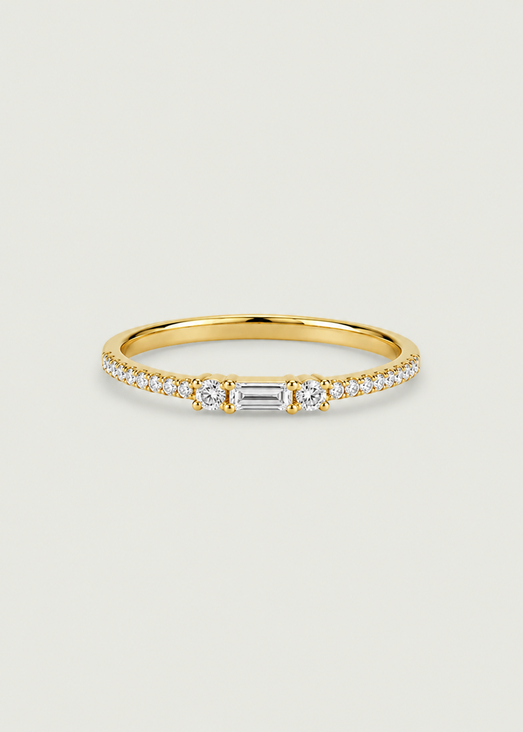 14k Gold Thin Diamond Band Ring