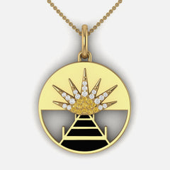 14K Gold Diamond Sunset Horizon Pendant