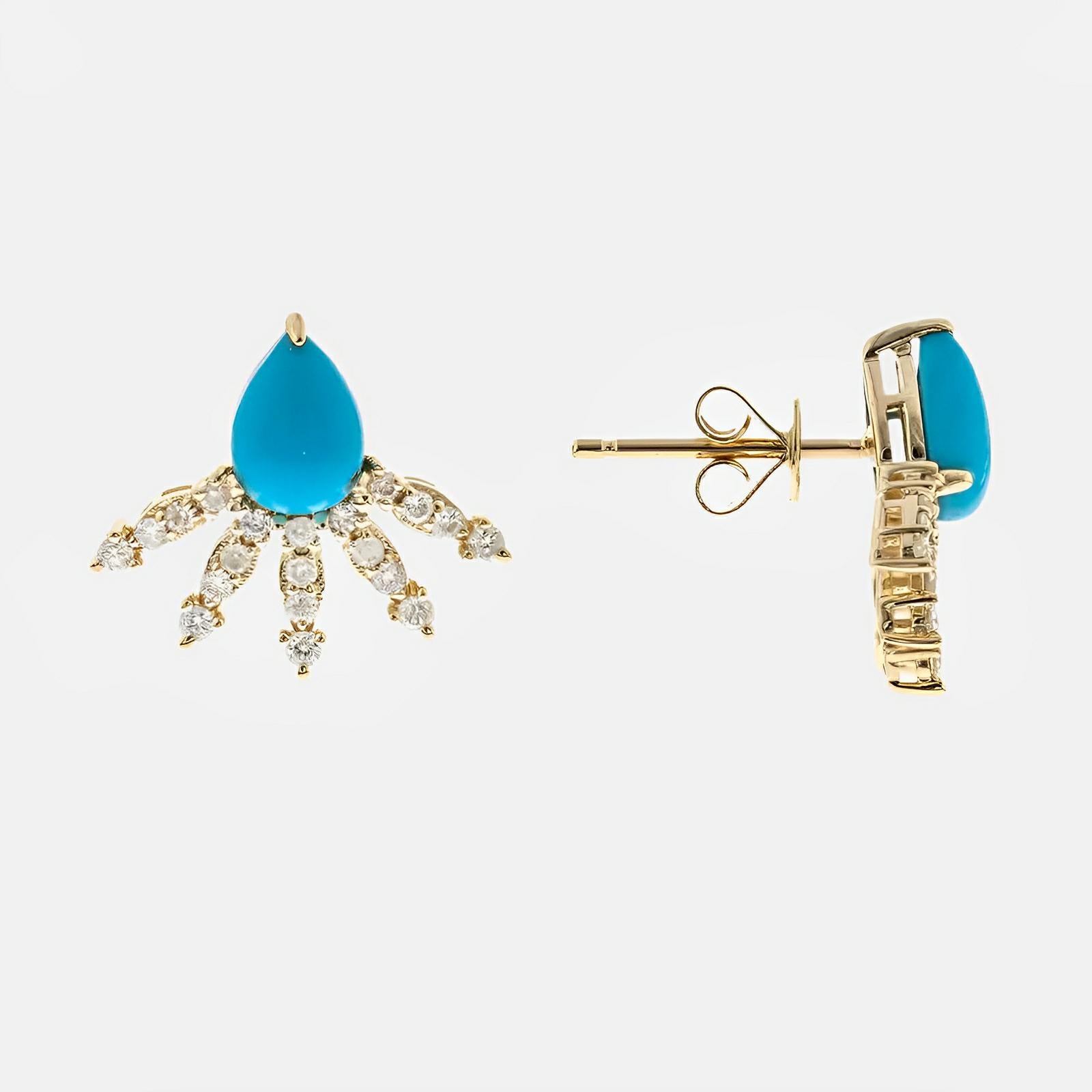 Turquoise and Diamond Radiance Stud Earrings