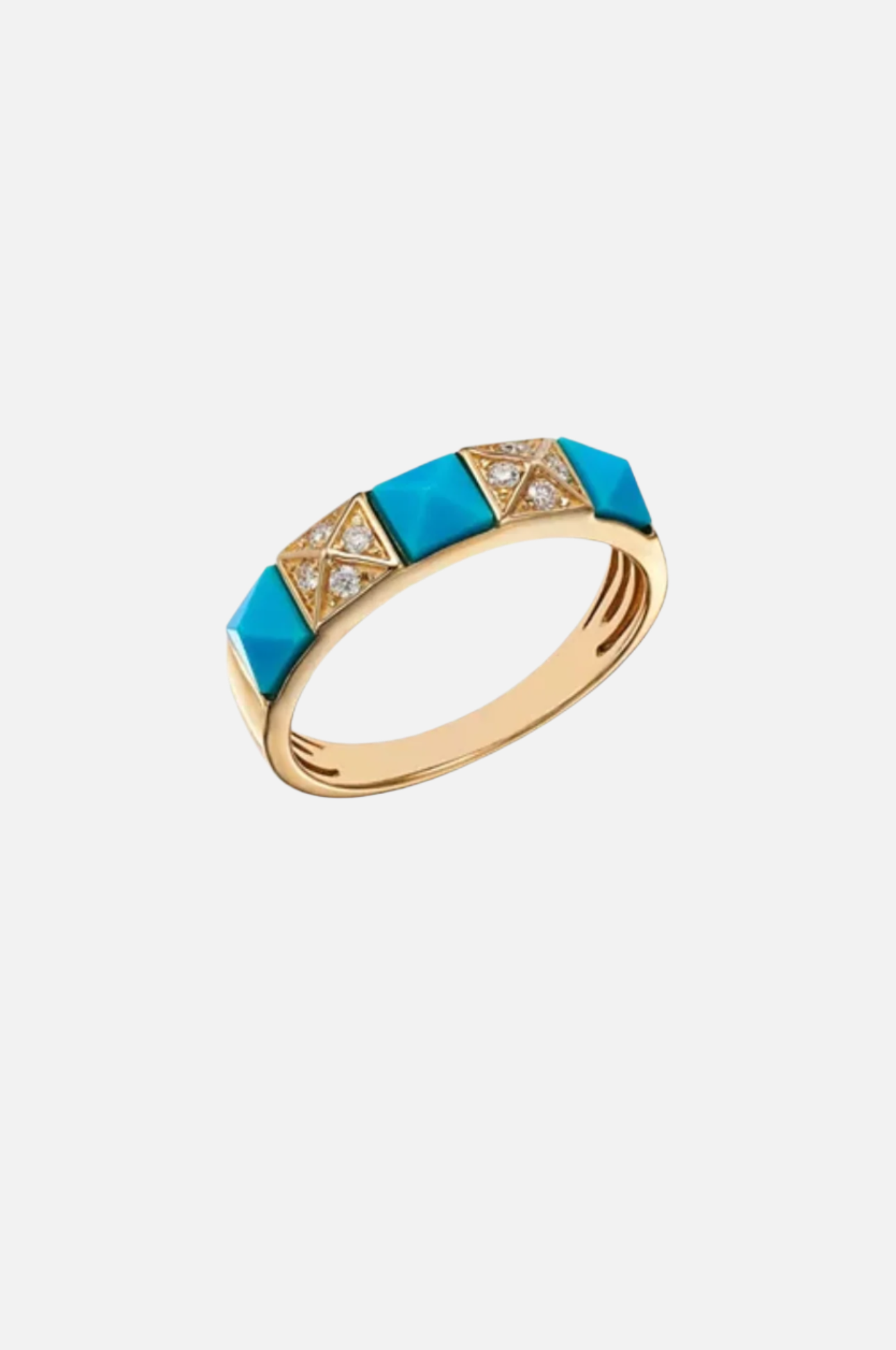 Gold ring with turquoise stones