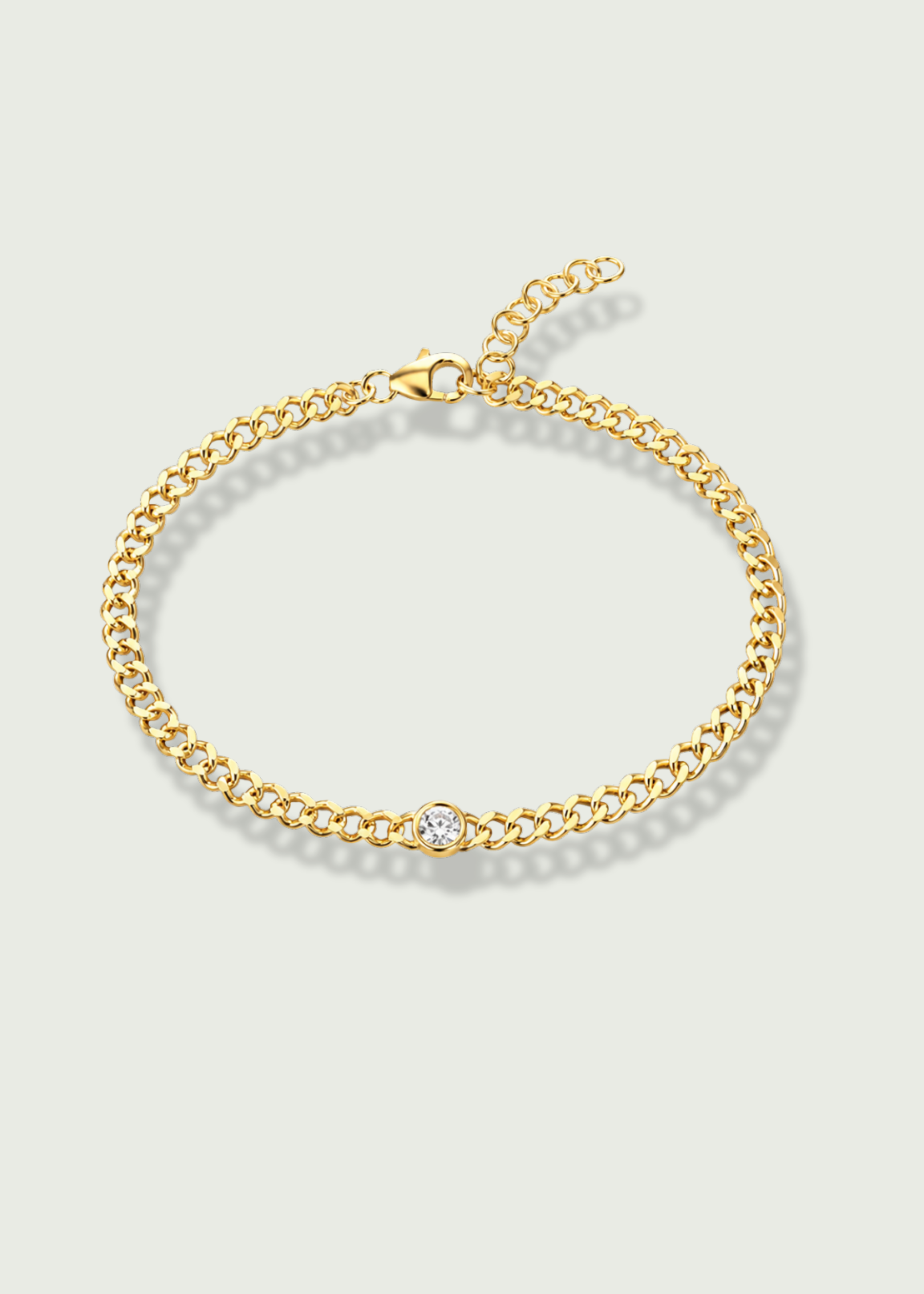 Cuban Link Bracelet with Bezel Set Diamond