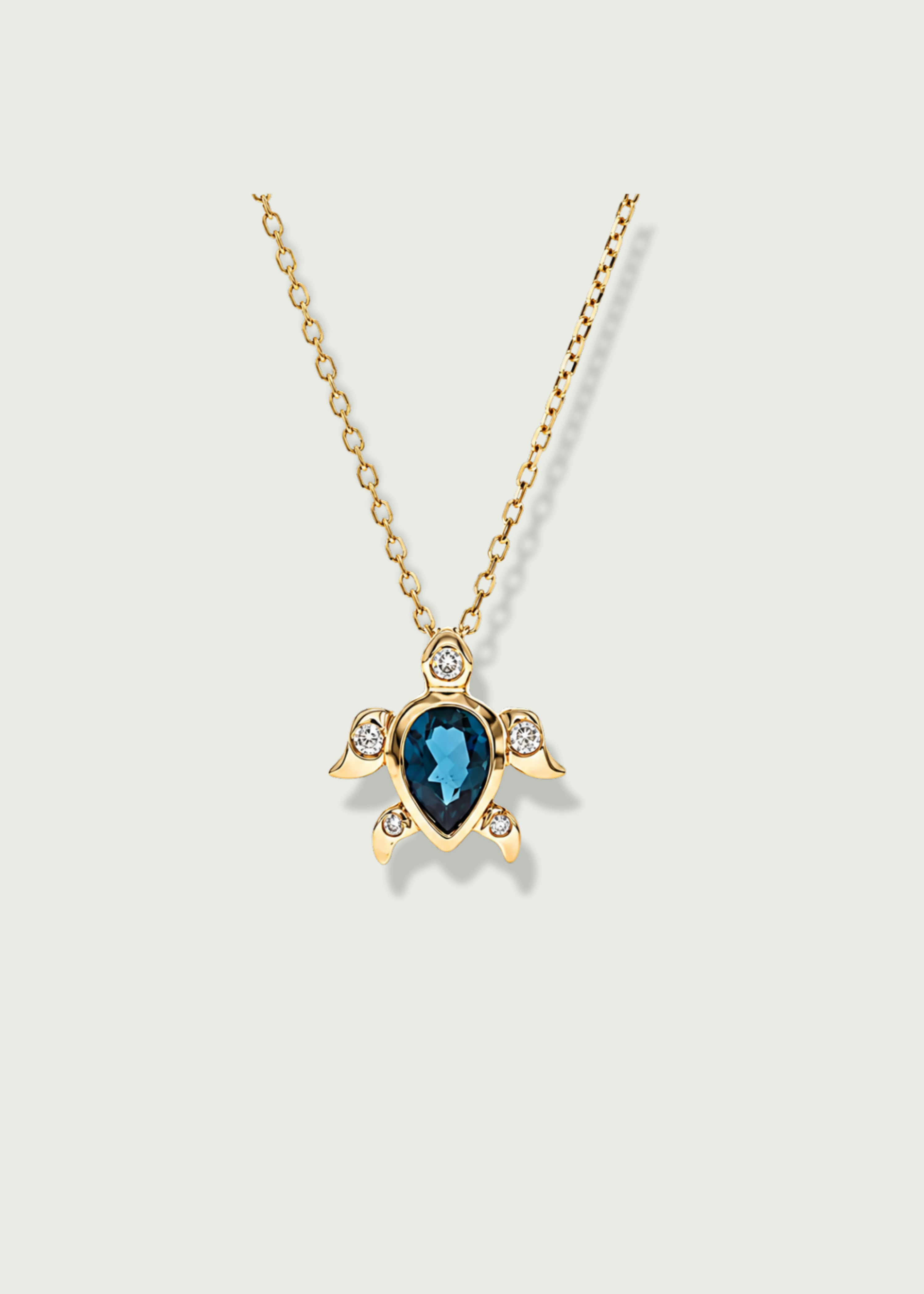 London Blue Topaz and Diamond Sea Turtle Necklace