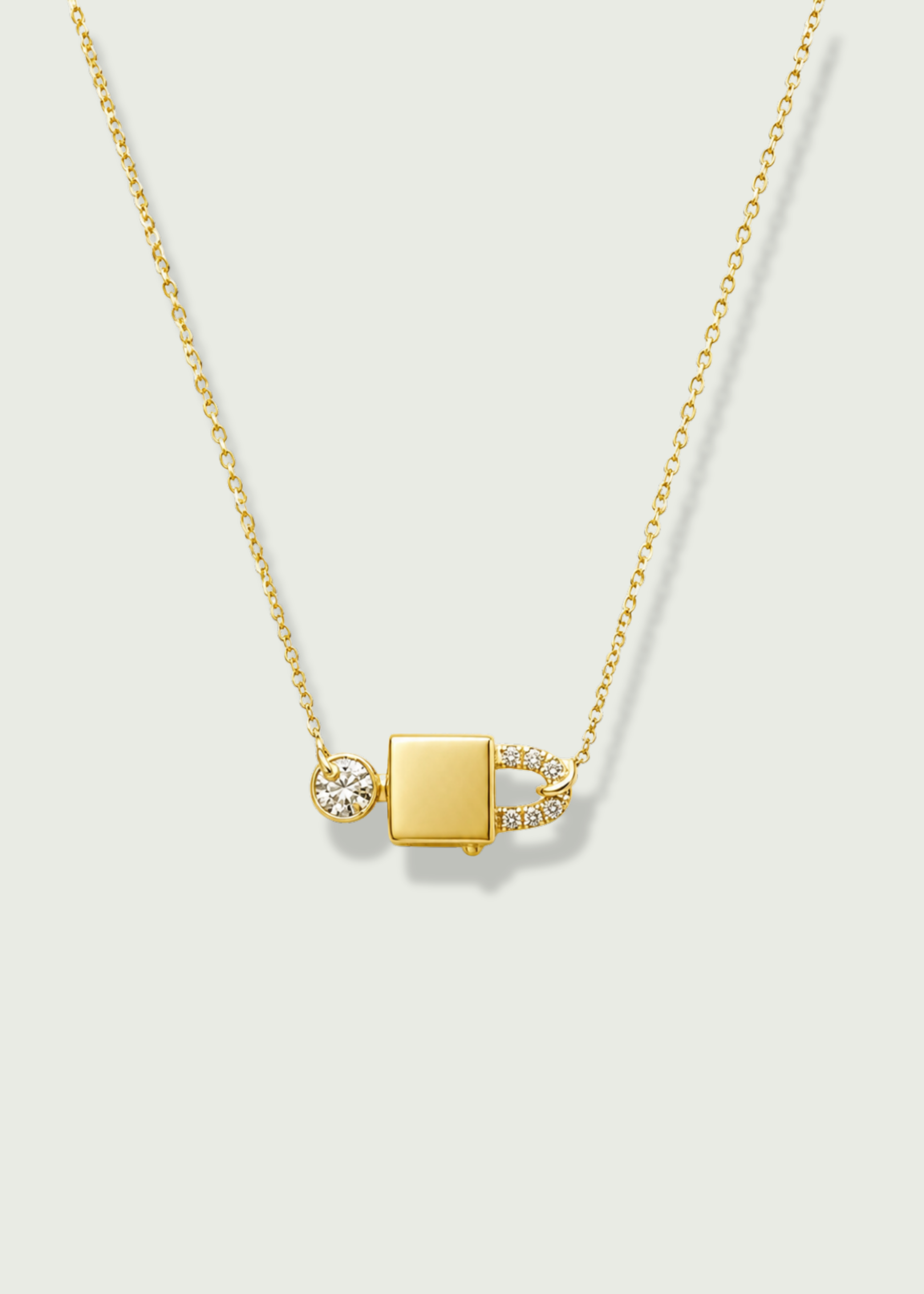 14k Gold Diamond Lock and Key Necklace